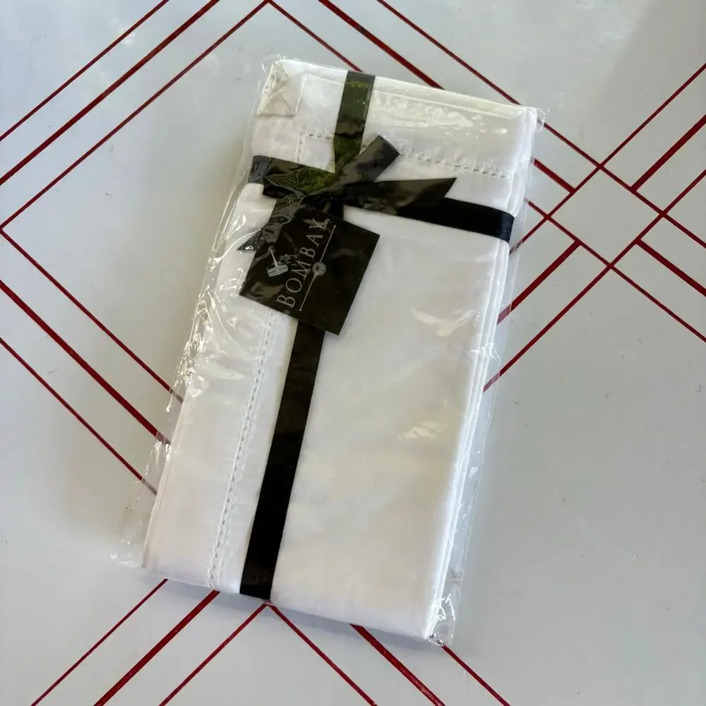 Vintage Bombay Company White Hemstitch Napkins, Set of 4, New Package